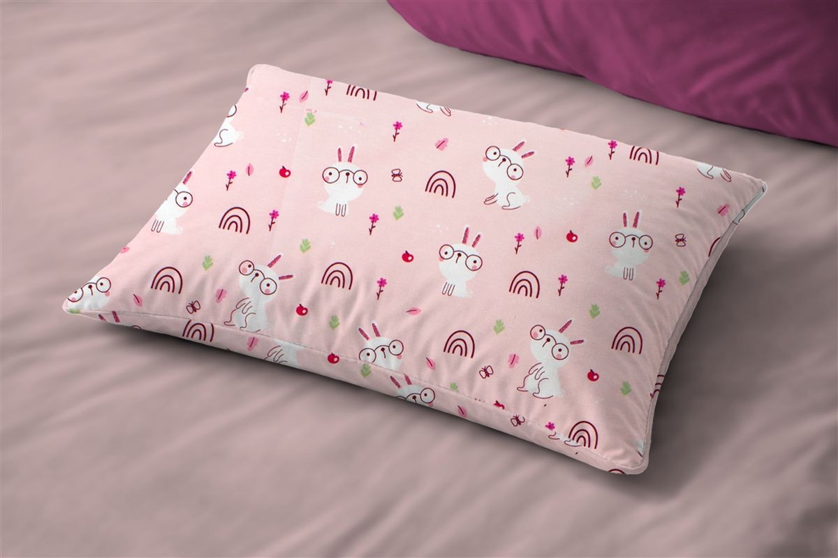 Μαξιλαροθήκη Εμπριμέ kids Rabbit Garden 585 50X70 Pink 100% Cotton Μαξιλαροθήκη Εμπριμέ kids Rabbit Garden 585 50X70 Pink 100% Cotton