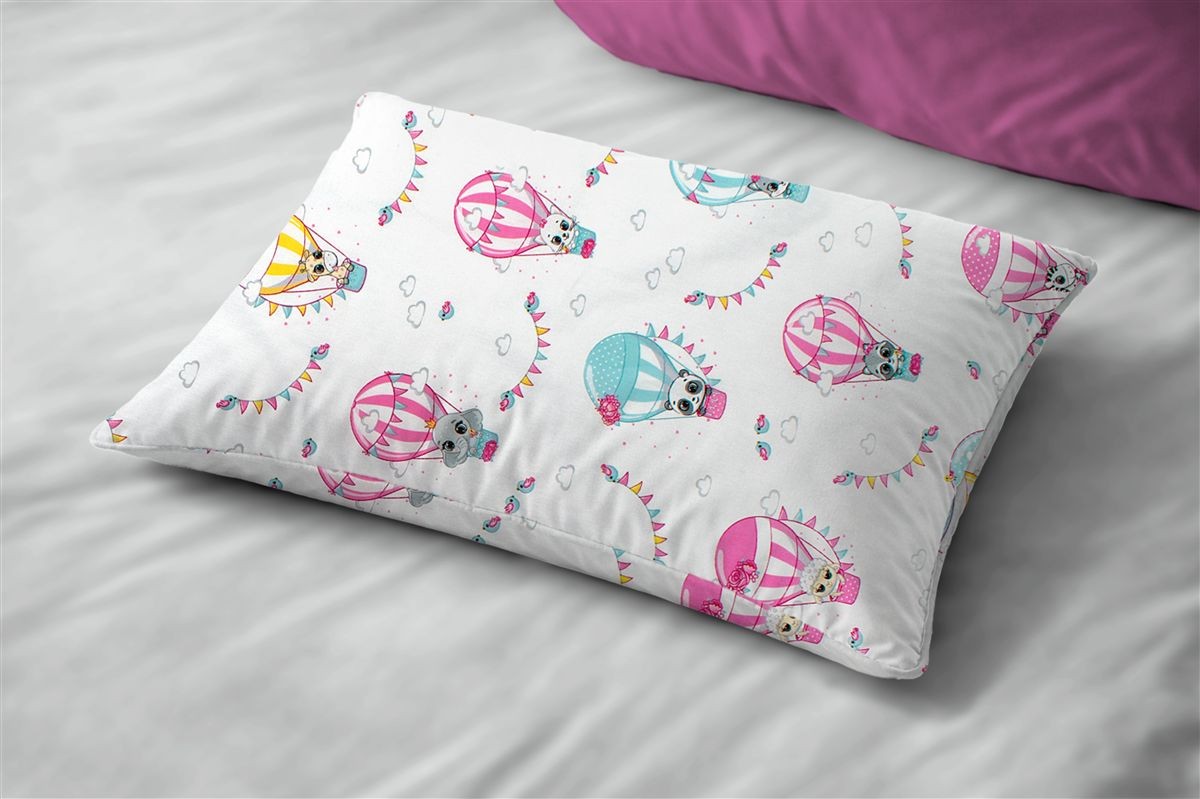 Μαξιλαροθήκη Εμπριμέ kids The Floating Zoo 597 50X70 White-Pink 100% Cotton Μαξιλαροθήκη Εμπριμέ kids The Floating Zoo 597 50X70 White-Pink 100% Cotton