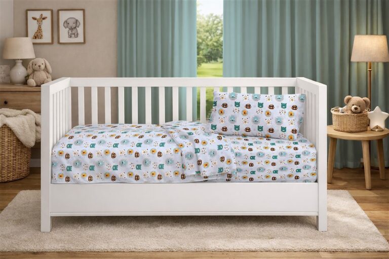 Πάπλωμα Εμπριμέ bebe Big Cats 28 120X160 Light Aqua 100% Cotton