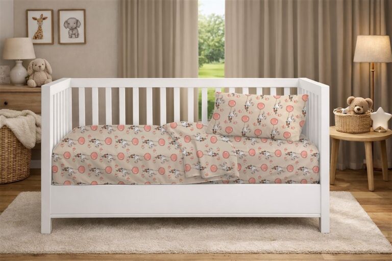 Πάπλωμα Εμπριμέ bebe Floating Bunny 714 120X160 Beige-Salmon 100% Cotton