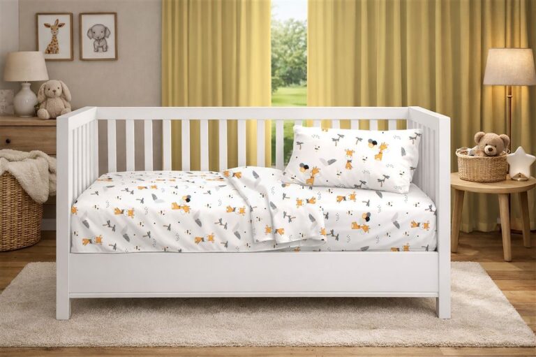 Πάπλωμα Εμπριμέ bebe Giraffe 599 120X160 White-Orange 100% Cotton