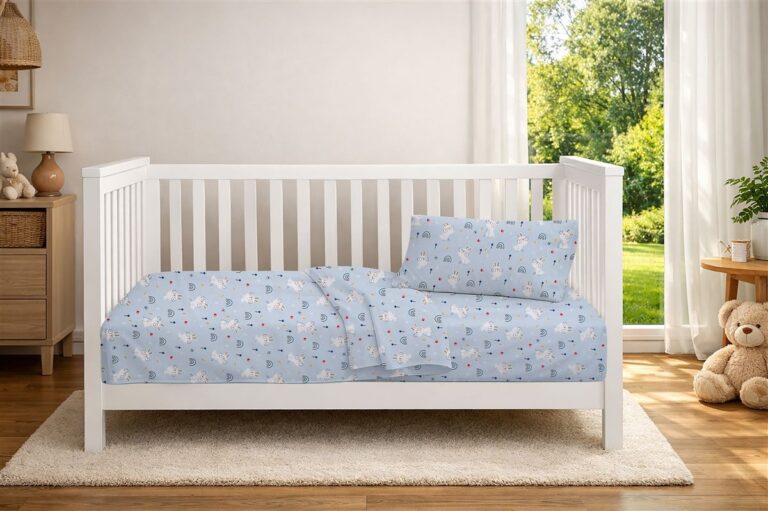 Πάπλωμα Εμπριμέ bebe Rabbit Garden 584 120X160 Sky Blue 100% Cotton
