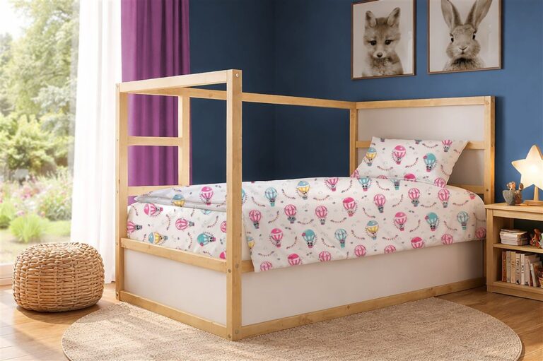 Πάπλωμα Εμπριμέ kids The Floating Zoo 597 160X240 White-Pink 100% Cotton