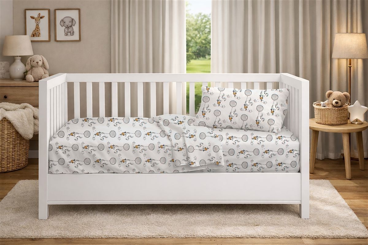 Παπλωματοθήκη Εμπριμέ bebe Floating Bunny 715 120X160 Grey 100% Cotton Παπλωματοθήκη Εμπριμέ bebe Floating Bunny 715 120X160 Grey 100% Cotton