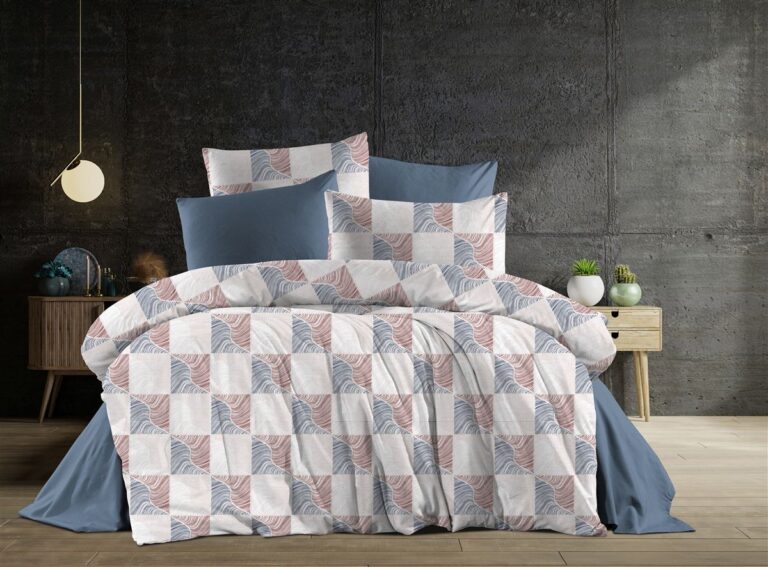 Παπλωματοθήκη Εμπριμέ Κλεοπάτρα 610 220X240 Blue-Red 70/30 Cott/Pol