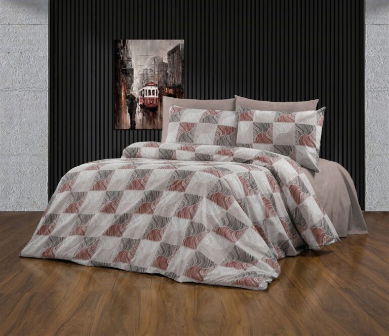 Παπλωματοθήκη Εμπριμέ Κλεοπάτρα 611 160X240 Red-Black 70/30 Cott/Pol