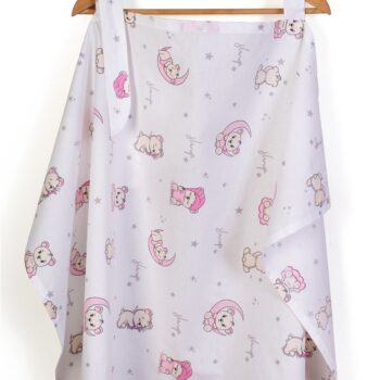 Ποδιά Θηλασμού bebe Bear's Nest 04 105x70 White-Pink 100% Cotton
