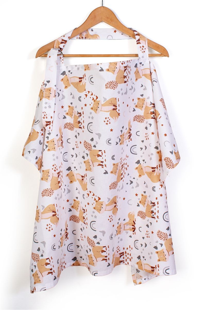 Ποδιά Θηλασμού bebe Cute Fox 02 105x70 White-Beige 100% Cotton Ποδιά Θηλασμού bebe Cute Fox 02 105x70 White-Beige 100% Cotton
