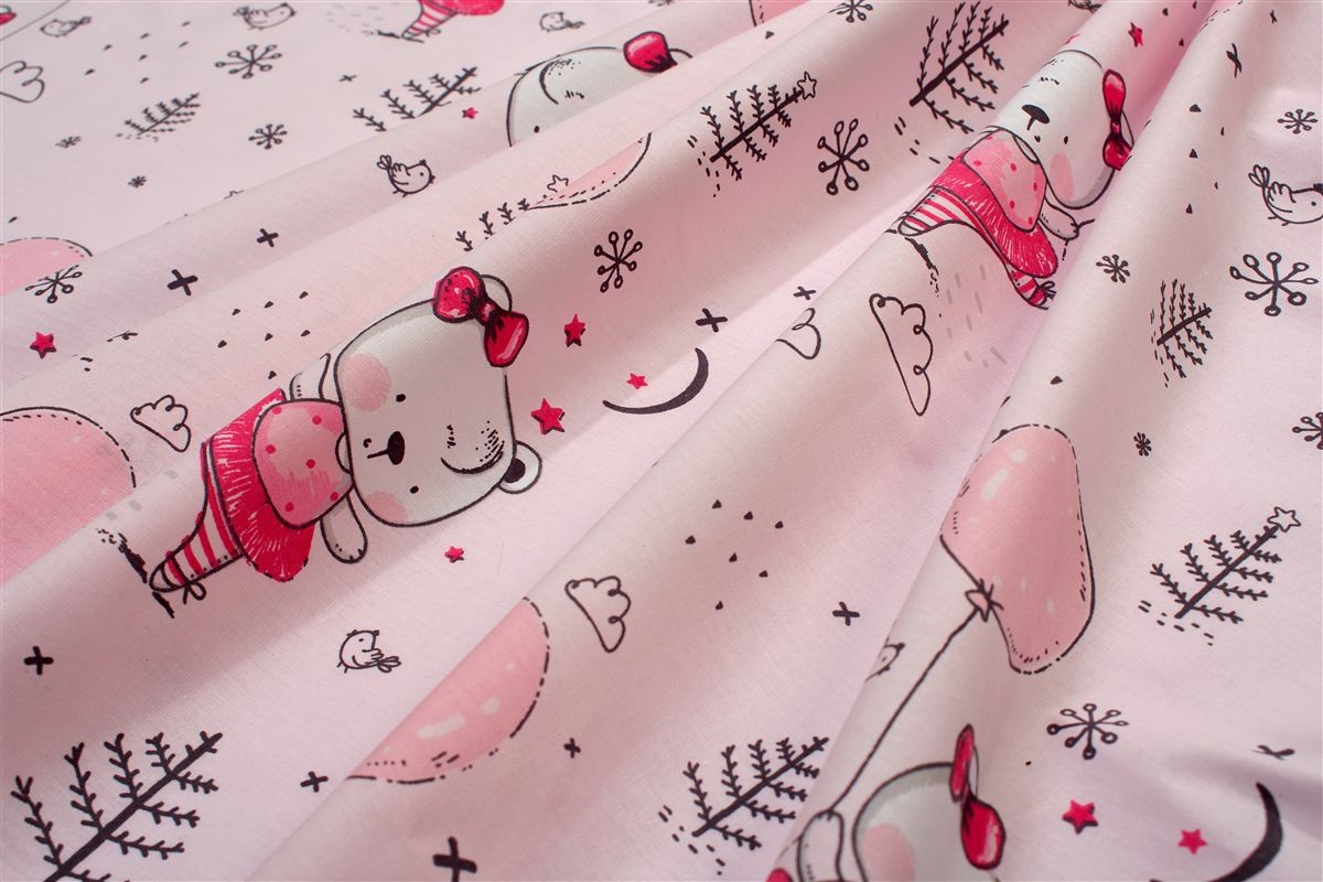 Σεντονάκι Λίκνου bebe Ballerina Bear 598 80X110 Pink 100% Cotton Σεντονάκι Λίκνου bebe Ballerina Bear 598 80X110 Pink 100% Cotton