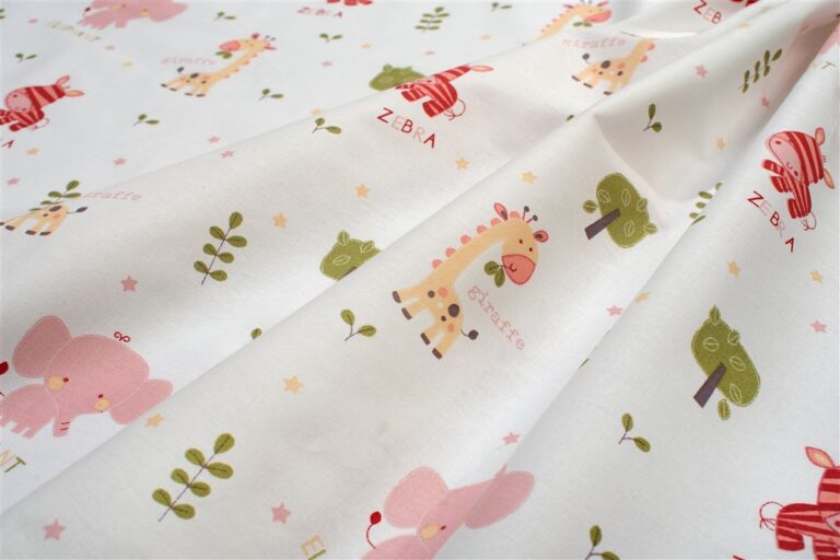 Σεντονάκι Λίκνου bebe Happy Safari 712 80X110 White-Pink 100% Cotton