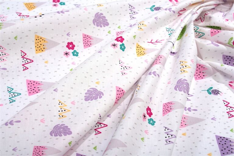 Σεντονάκι Λίκνου bebe Whimsical Mountainside 587 80X110 White-Pastel Lilac 100% Cotton