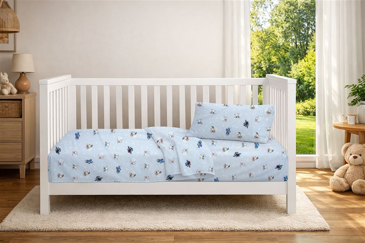 Σεντόνια Εμπριμέ Σετ 3 τεμ bebe Bear's Playtime 591 120X160 Sky Blue 100% Cotton Σεντόνια Εμπριμέ Σετ 3 τεμ bebe Bear's Playtime 591 120X160 Sky Blue 100% Cotton