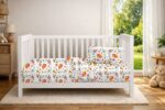 Σεντόνια Εμπριμέ Σετ 3 τεμ bebe Dinosaur 520 120x160 White-Orange 100% Cotton