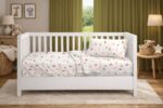 Σεντόνια Εμπριμέ Σετ 3 τεμ bebe Happy Safari 712 120X160 White-Pink 100% Cotton