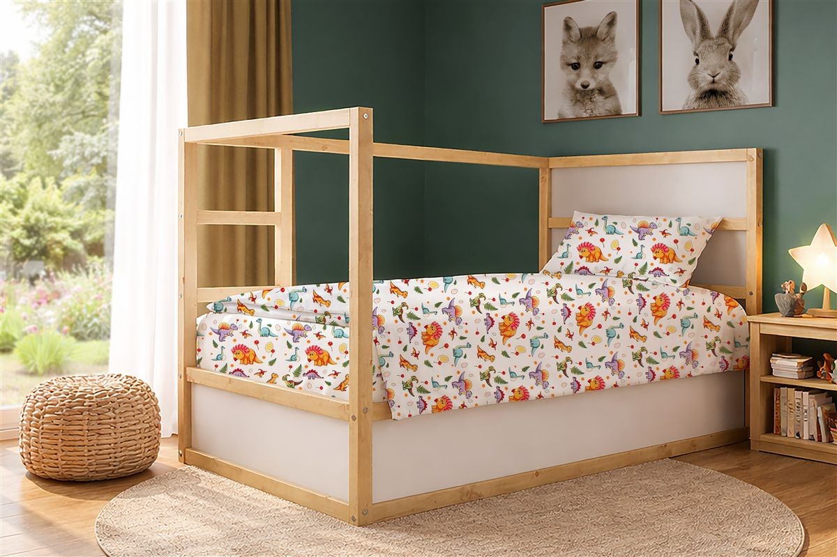 Σεντόνια Εμπριμέ Σετ 3 τεμ kids Dinosaur 520 160x240 White-Orange 100% Cotton Σεντόνια Εμπριμέ Σετ 3 τεμ kids Dinosaur 520 160x240 White-Orange 100% Cotton