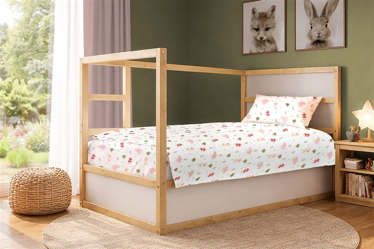 Σεντόνια Εμπριμέ Σετ 3 τεμ kids Happy Safari 712 160X240 White-Pink 100% Cotton Σεντόνια Εμπριμέ Σετ 3 τεμ kids Happy Safari 712 160X240 White-Pink 100% Cotton