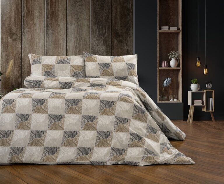 Σεντόνια Εμπριμέ Σετ 4 τεμ Κλεοπάτρα 609 240X270 Beige-Black 70/30 Cott/Pol