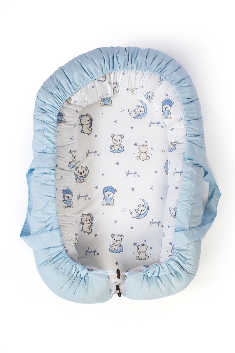 Φωλιά Ύπνου bebe Bear's Nest 03 85x60x15 White-Sky Blue 100% Cotton Φωλιά Ύπνου bebe Bear's Nest 03 85x60x15 White-Sky Blue 100% Cotton