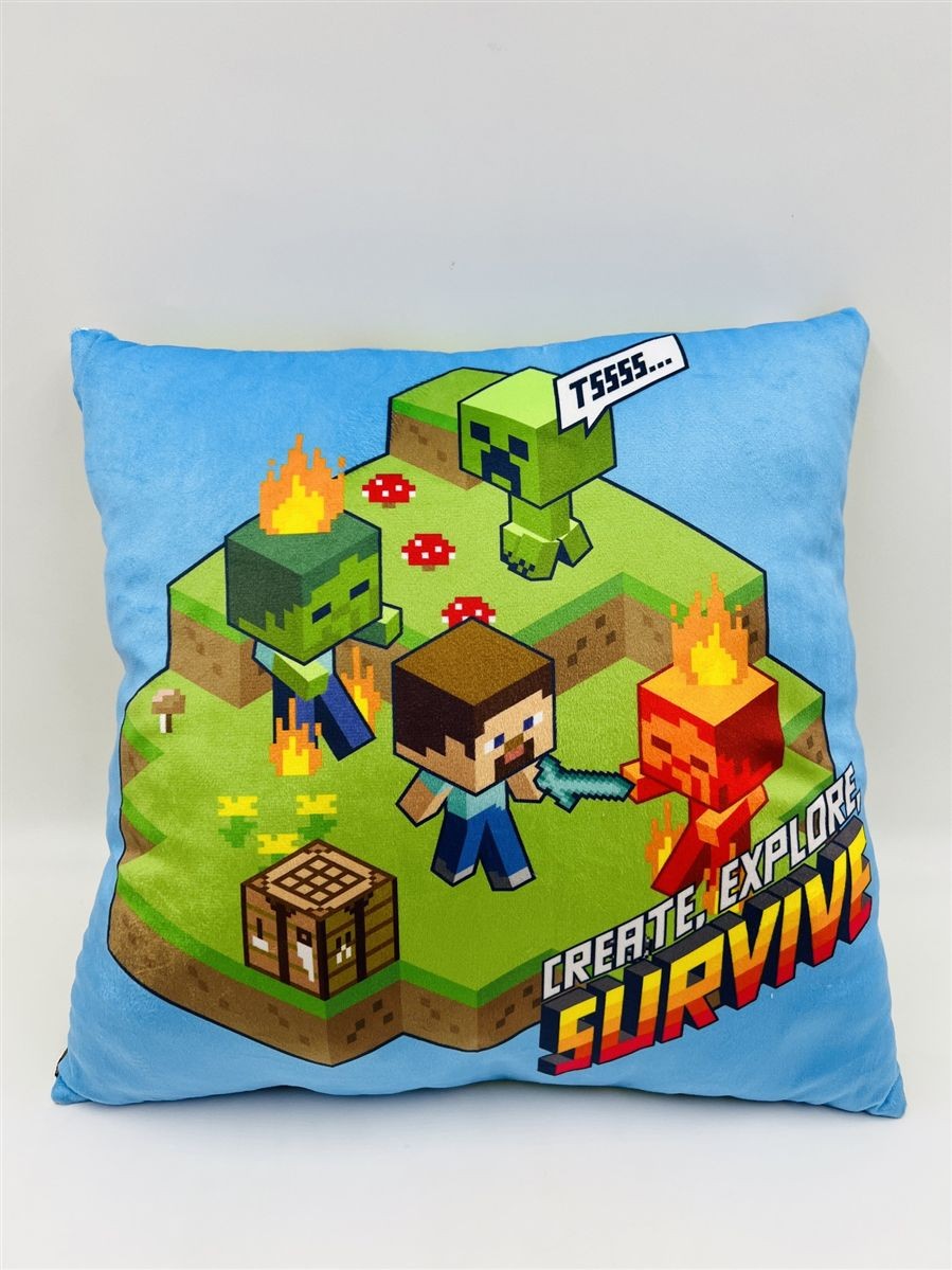 Βελούδινο Μαξιλάρι Mojang Minecraft 606 38X38 Light Green-Sky Blue 100% Velboa Βελούδινο Μαξιλάρι Mojang Minecraft 606 38X38 Light Green-Sky Blue 100% Velboa