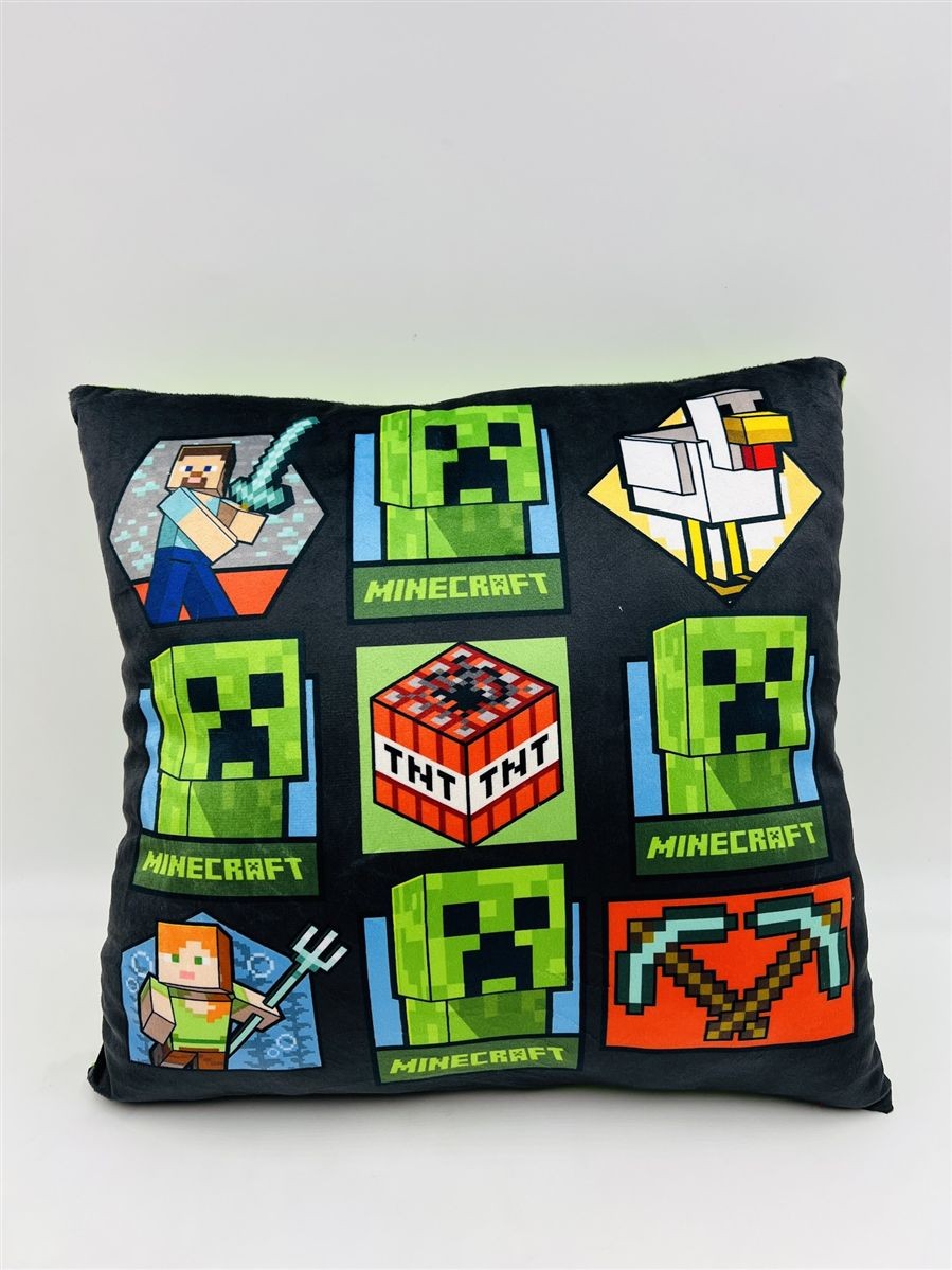 Βελούδινο Μαξιλάρι Mojang Minecraft 607 38X38 Light Green-Black 100% Velboa Βελούδινο Μαξιλάρι Mojang Minecraft 607 38X38 Light Green-Black 100% Velboa