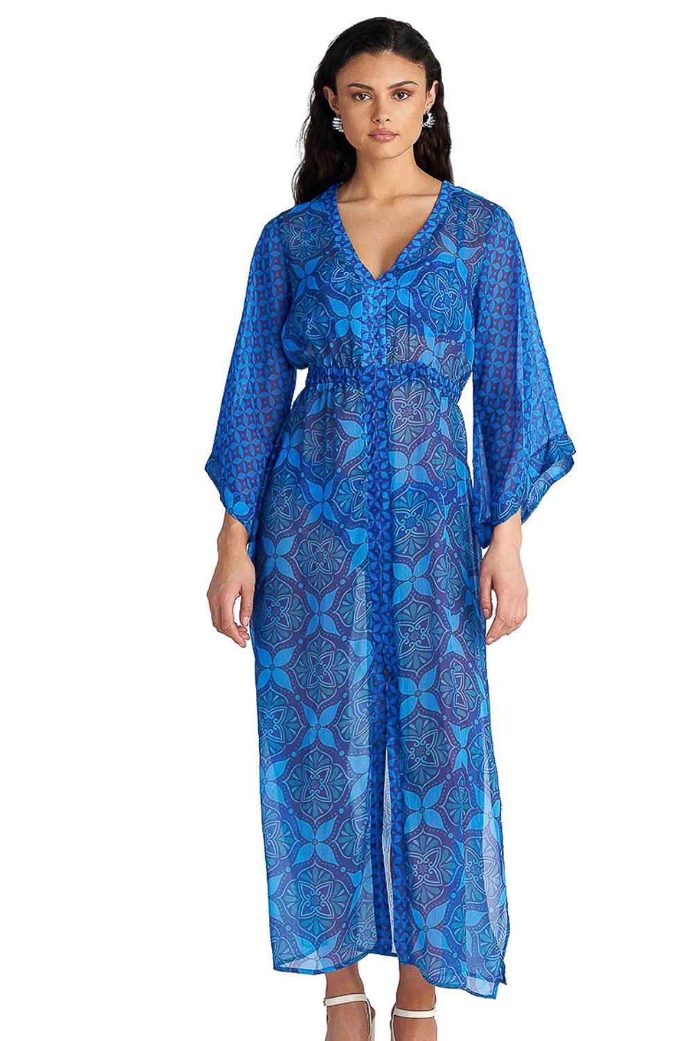 gynaikeio-kaftani-forema-blu4u-blue-ikat Γυναικείο Καφτάνι-Φόρεμα BLU4U "Blue Ikat" - Image 1
