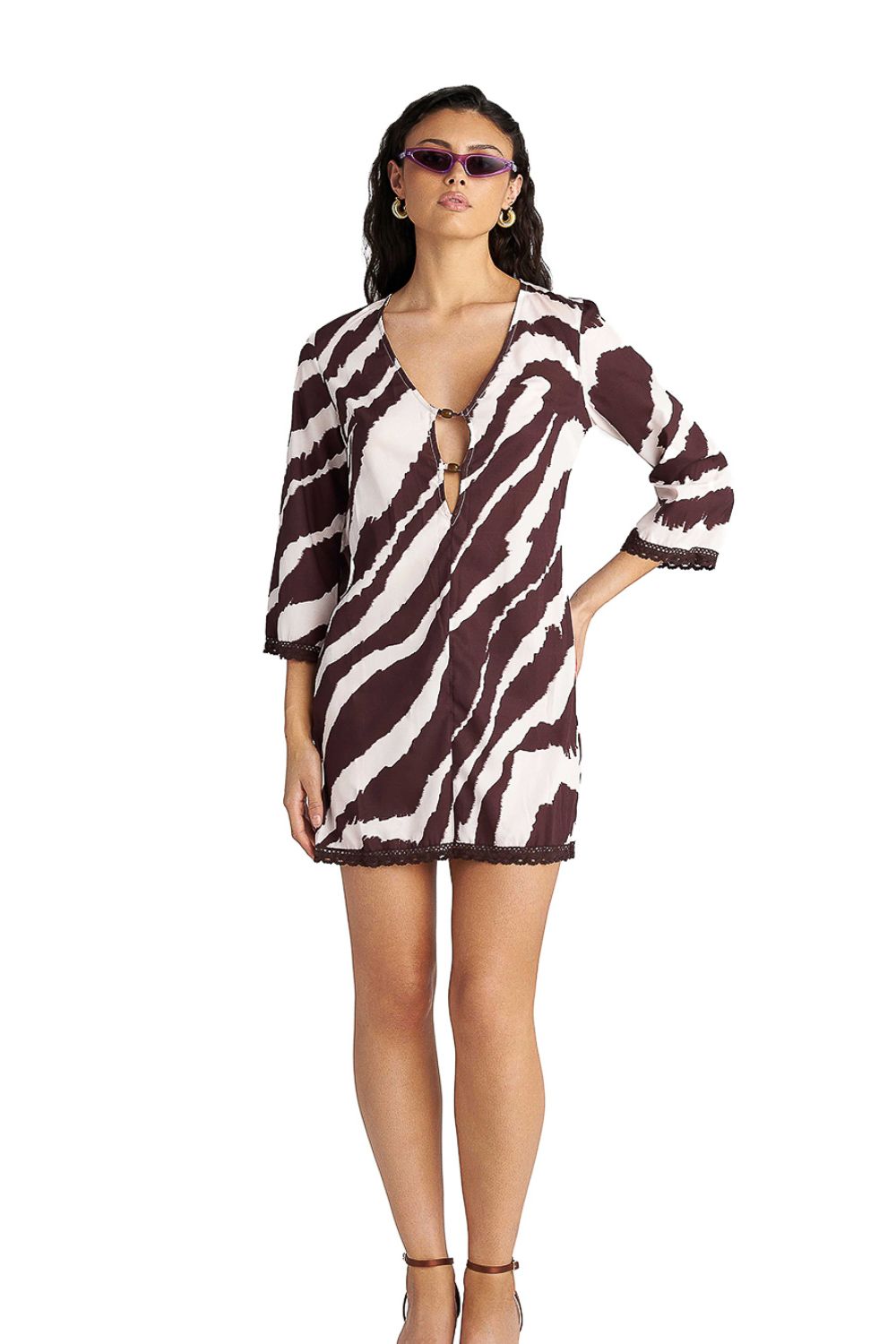 gynaikeio-kaftani-forema-blu4u-zebra-stripes Γυναικείο Καφτάνι-Φόρεμα BLU4U "Zebra Stripes" - Image 1