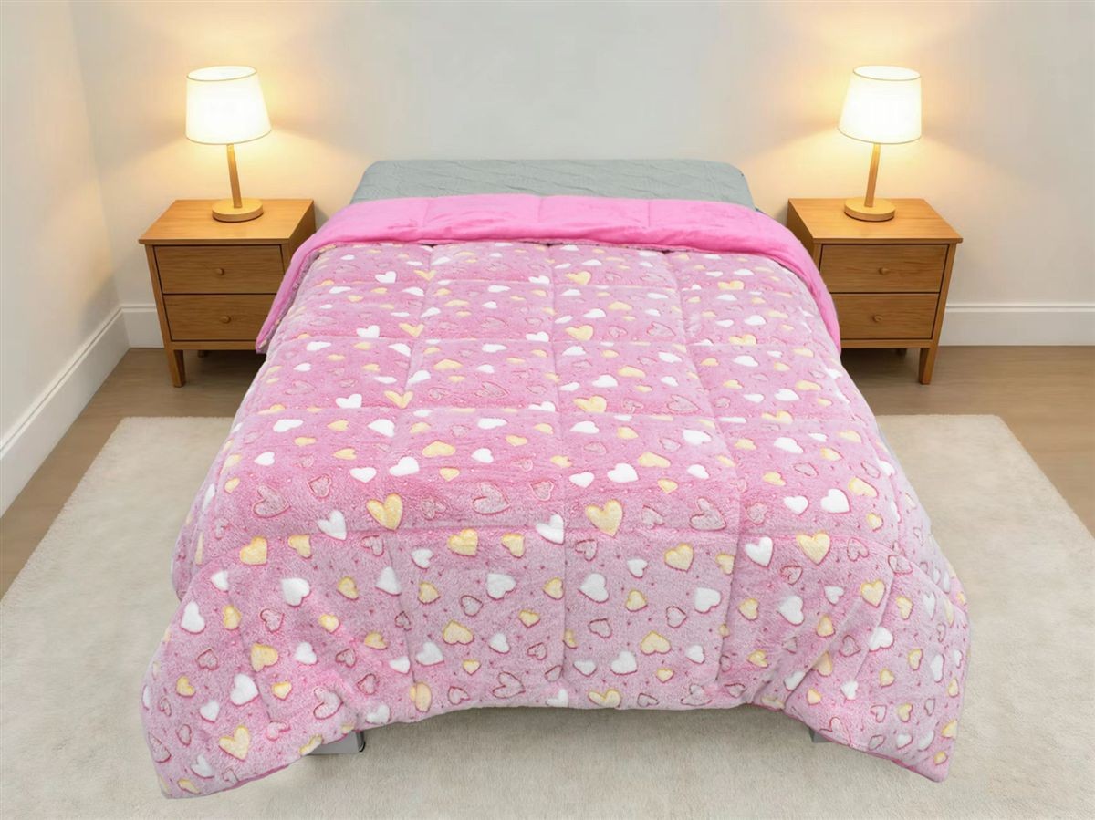 Κουβερτοπάπλωμα φωσφορίζον Hearts 175x225 Pink 100% Polyester Κουβερτοπάπλωμα φωσφορίζον Hearts 175x225 Pink 100% Polyester
