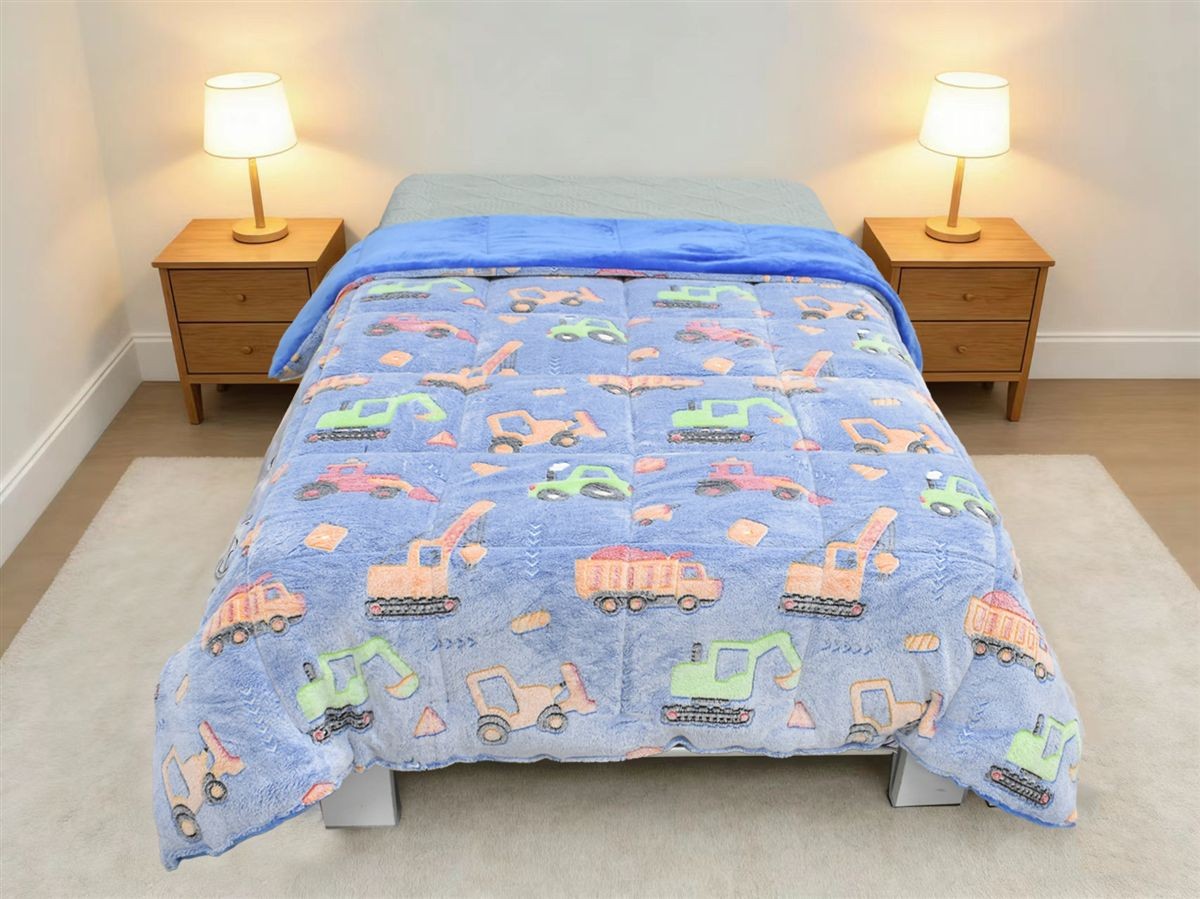 Κουβερτοπάπλωμα φωσφορίζον Bulldozer 175x225 Blue 100% Polyester Κουβερτοπάπλωμα φωσφορίζον Bulldozer 175x225 Blue 100% Polyester