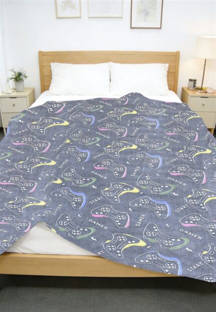 Κουβέρτα Fleece φωσφορίζουσα Gamer 175x225 Dark Blue 100% Polyester