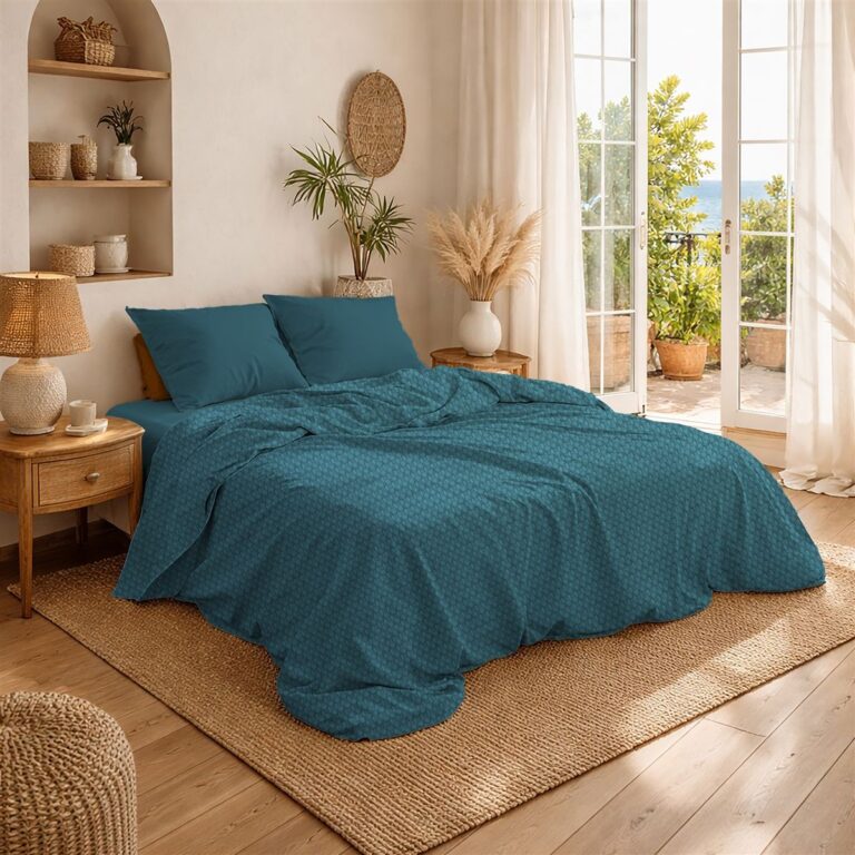 Κουβέρτα Πικέ Μονόχρωμη 325 gr/m² 225x270 Petrol 100% Cotton