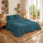 Κουβέρτα Πικέ Μονόχρωμη 325 gr/m² 255x270 Petrol 100% Cotton
