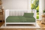 Κουβέρτα Πικέ bebe Μονόχρωμη 325 gr/m² 125x150 Olive 100% Cotton
