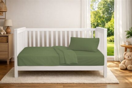 Κουβέρτα Πικέ bebe Μονόχρωμη 325 gr/m² 125x150 Olive 100% Cotton