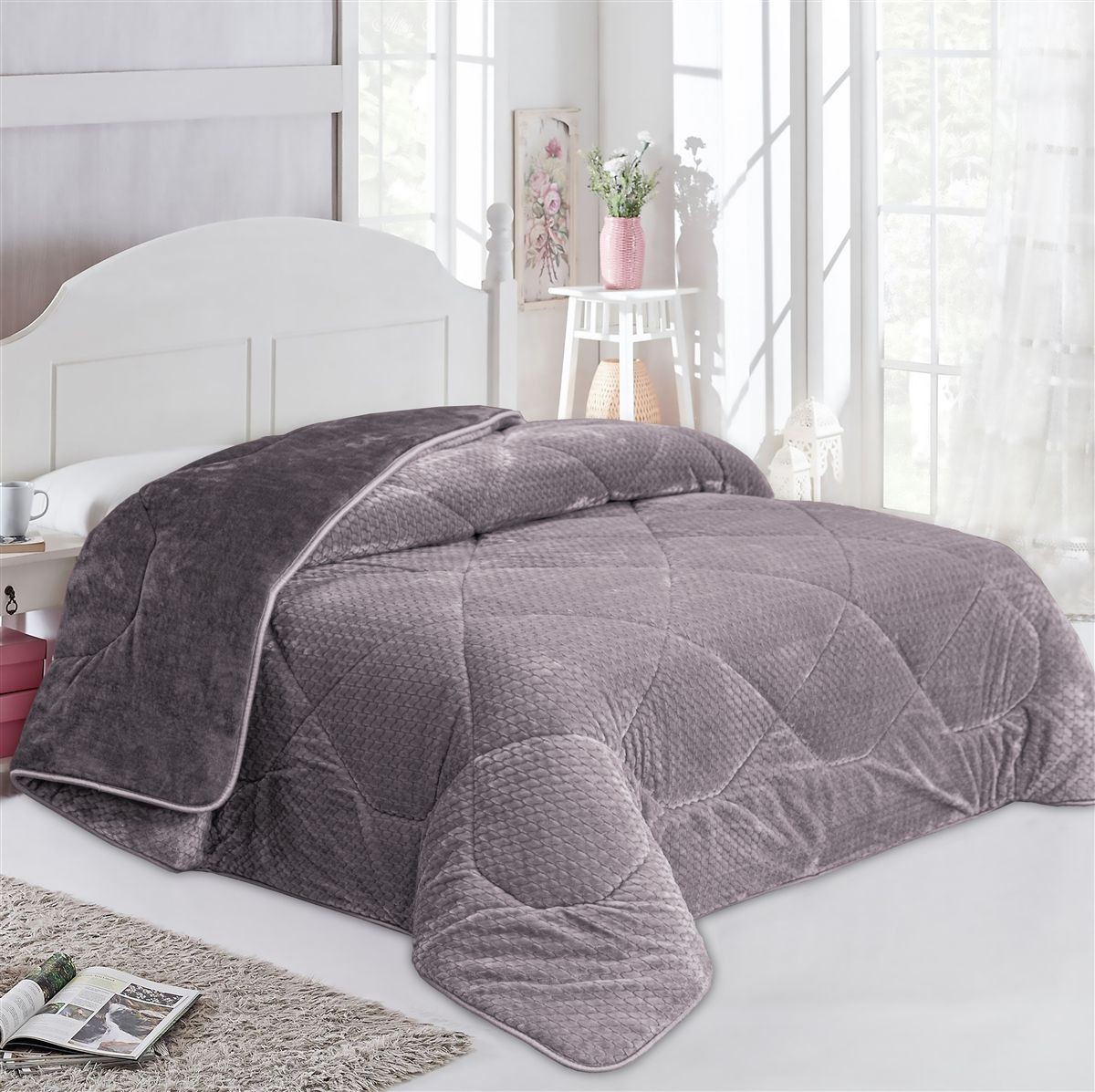 Κουβερτοπάπλωμα Jacquard Waves-Fleece 700 gr/m² 1960 Grey 220x240 100% Polyester Κουβερτοπάπλωμα Jacquard Waves-Fleece 700 gr/m² 1960 Grey 220x240 100% Polyester