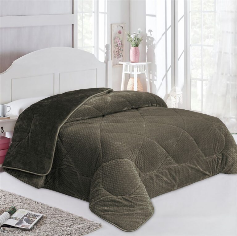 Κουβερτοπάπλωμα Jacquard Waves-Fleece 700 gr/m² 1960 Olive 160x220 100% Polyester