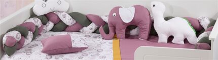 Πάντα Πλεξούδα bebe Τρίχρωμη 33 Μήκος 220 cm Dark Green-Dark Mauve 65/35 Cott/Pol