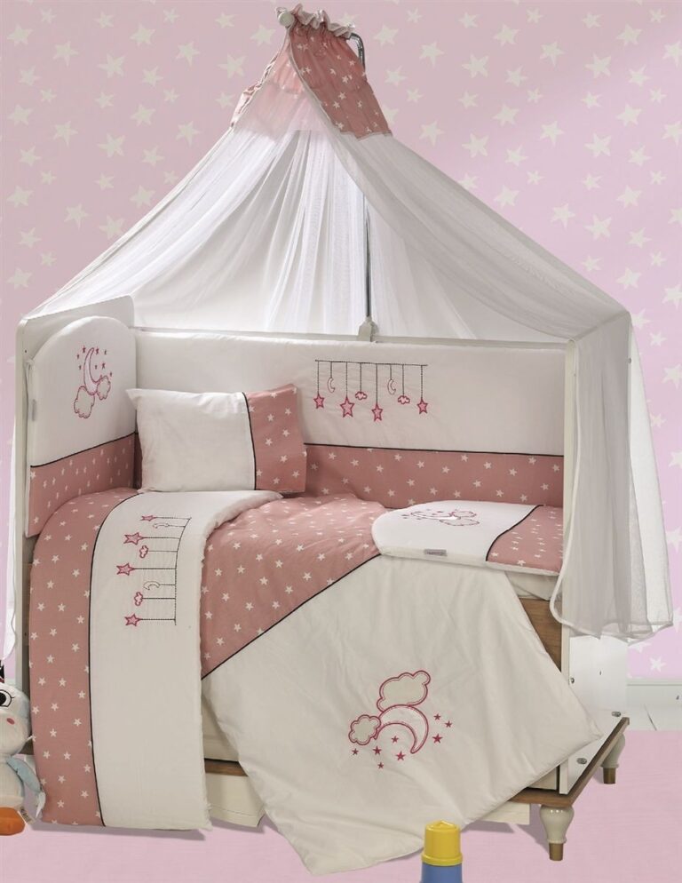 Προίκα Μωρού Με Κέντημα Σετ 9 τεμ bebe Sweet Dreams 09 White-Pink 100% Cotton