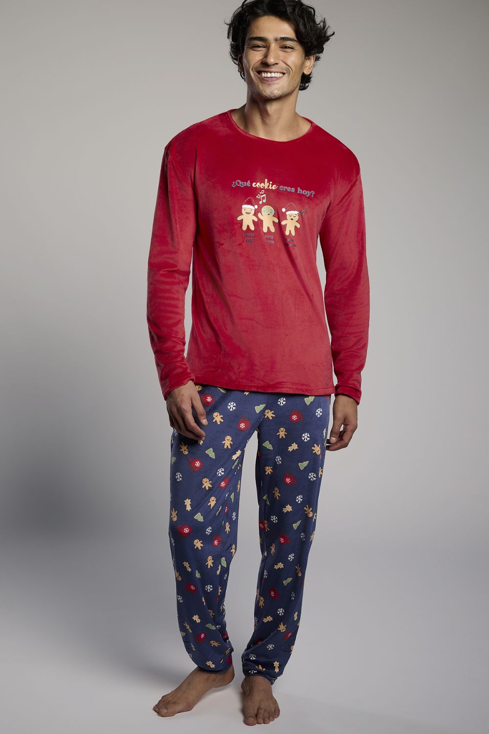 andrikes-pitzames-muydemi-cookie-coral-fleece-xmas Ανδρικές Πιτζάμες Muydemi "Cookie" Coral Fleece Xmas - Image 1